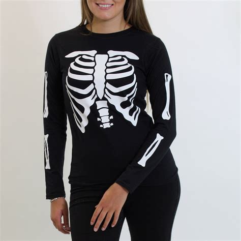 Skeleton Long Sleeve T Shirt Fancy Dress Simple Halloween Etsy
