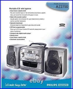 Philips Magnavox AZ2750 CD AM FM Stereo CD Cassette Player Portable