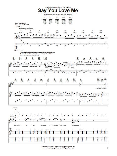 Say You Love Me Guitar Tab By Fleetwood Mac Guitar Tab 51260