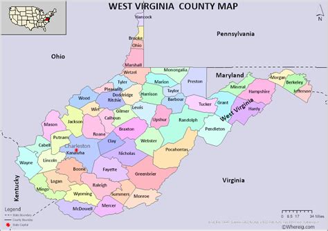 West Virginia County Map List Of Counties In West Virginia With Seats