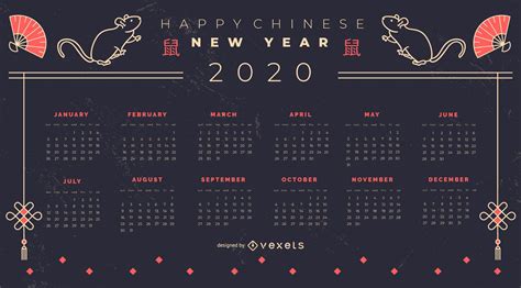 Chinese New Year 2020 Calendar Design Vector Download
