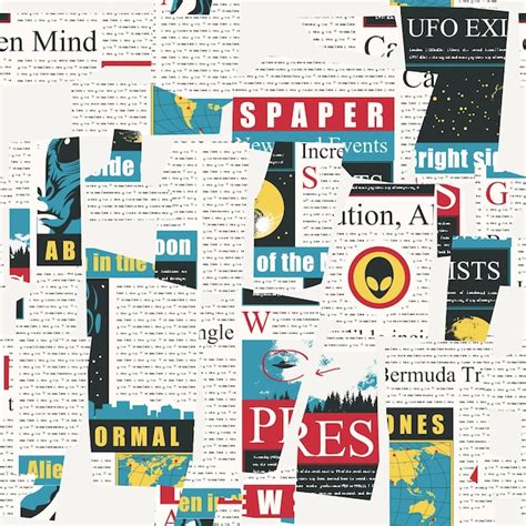 Premium Vector Newspaper Clippings Seamless Pattern