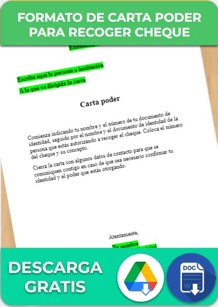 Carta Poder Para Recoger Cheque Ejemplos Y Formatos Word PDF