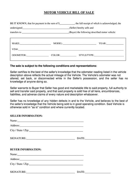 Michigan Atv Bill Of Sale Form Free Printable Legal Forms All In One