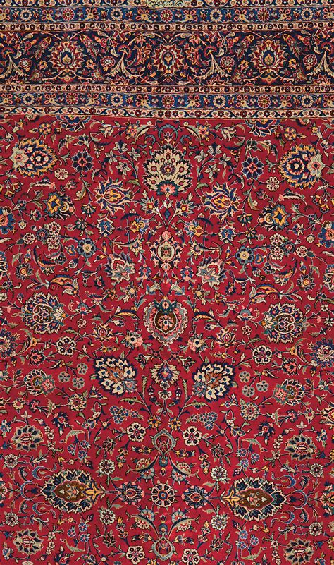 Bold Vintage Kashan deep red floral collectible Oriental art rare