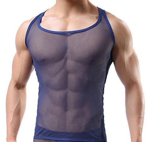 ouye men s mesh see through tank top vest see through tank tops sexy men underwear tank tops