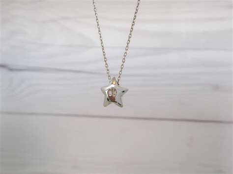 Sterling Silver Mario Star Pendant Necklace Star Pendant Etsy