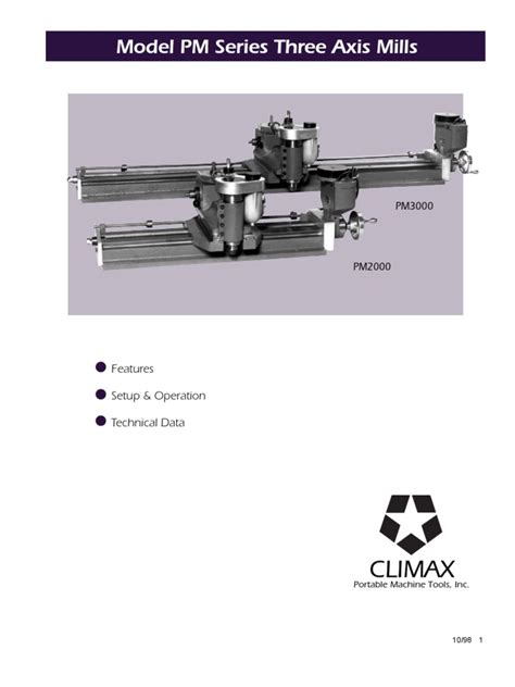 Model Pm Series Three Axis Mills Climax Pdf Drill Metalworking