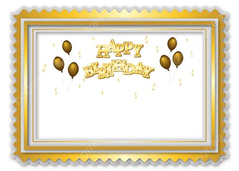 Gambar Kartu Ucapan Selamat Ulang Tahun Pada Desain Png Bingkai Emas