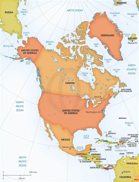Blank political map south america simple stock vector royalty free. Vector Map of North America Continent | One Stop Map ...