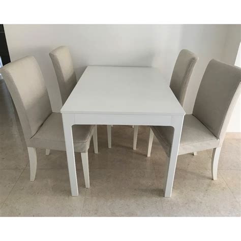 Contemporary modern ikea conservatory/kitchen/dining table & chairs. Extendable IKEA table + 4 chairs (white/beige) *Dining set ...