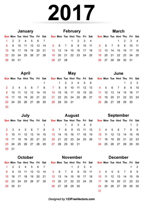 Printable 2017 Calendar Template By 123freevectors On Deviantart