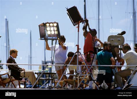Film Production Crew Lighting A Scene Stock Photo Alamy