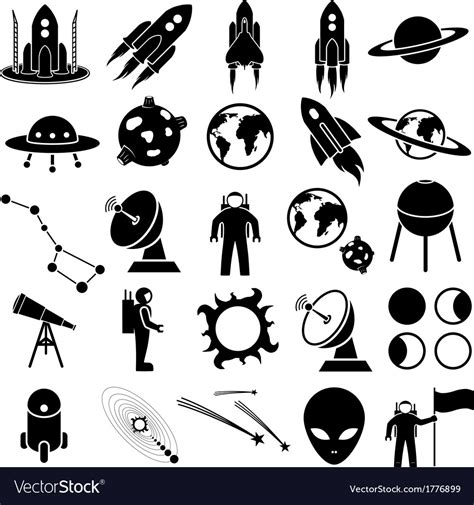 Space Icon Set Royalty Free Vector Image Vectorstock