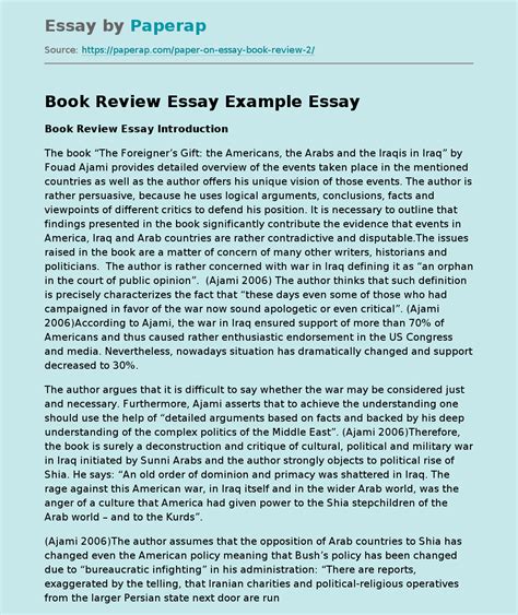 Book Review Essay Example Free Essay Example