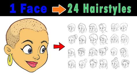 Then, decorate the ties with polka dots by drawing even smaller circles within each figure. How to draw Hairs of female cartoon character | 24 ...