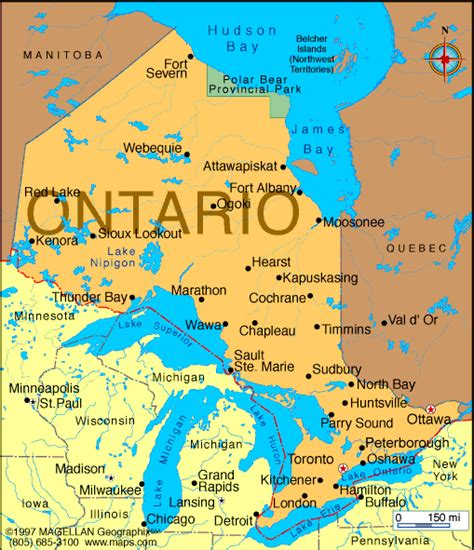 Ontario Canada Map With Cities