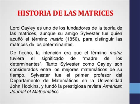 Historia De Las Matrices Mientos