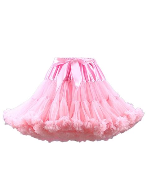 Light Pink Bowknot Waist Ruffle Trim Tulle Bustled Skirt With Images Tulle Bustle Skirt