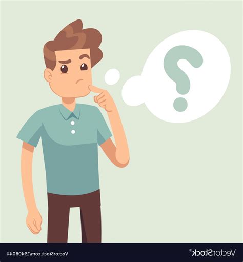 Cartoon Thinking Man With Question Mark In Think Vector Soidergi