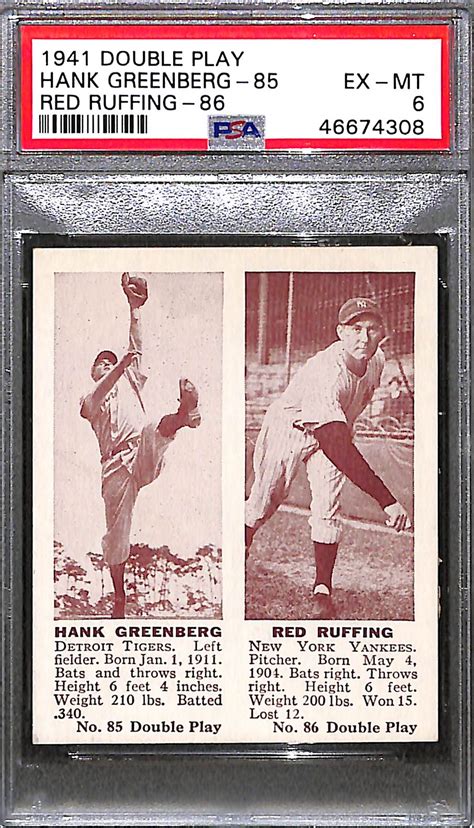 Lot Detail 1941 Double Play Hank Greenberg 85 Red Ruffing 86 Graded Psa 6