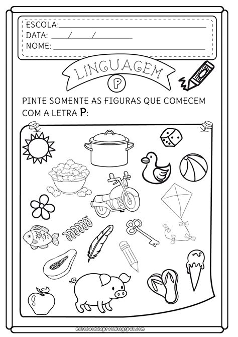 Atividades Com A Letra P Para Alfabetização