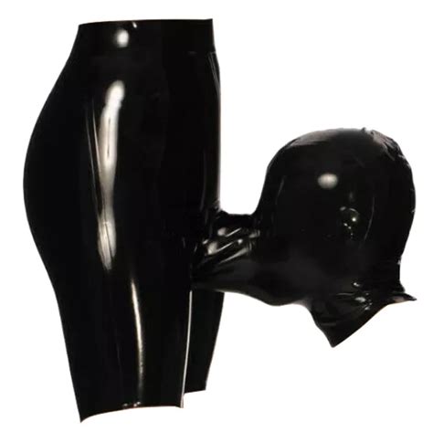 Exotic Rubber Latex Hoods Connect Shorts Panties By Mouth With Sexy Black Fetish Underpants