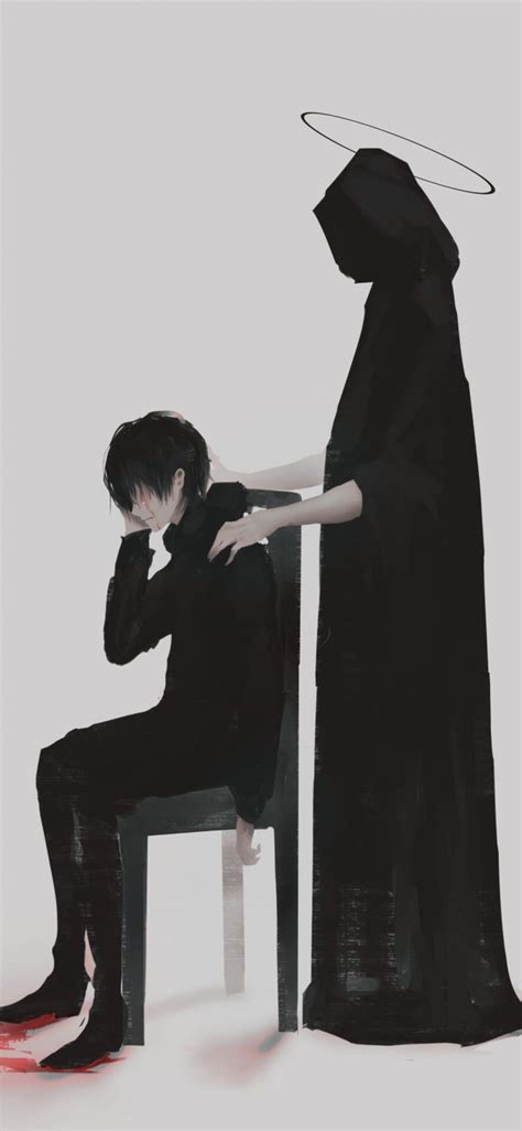 Sadness in a beautiful and lonely wallpaper for your phone. Download 1125x2436 Anime Boy, The Reaper, Sad Wallpapers ...