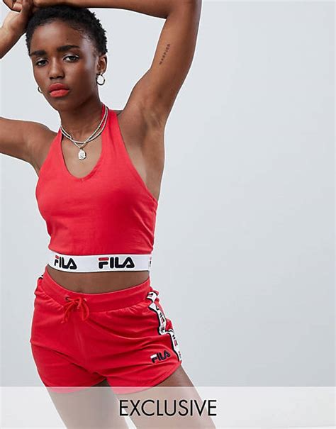 Fila Halter Neck Crop Top With Logo Tape Co Ord Asos