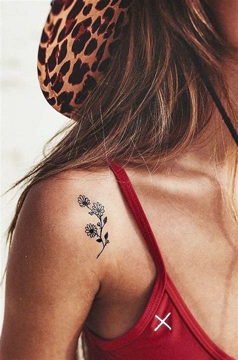 Small Wild Flower Shoulder Tattoo Ideas For Women Minimal Floral Rose