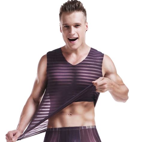 Men Sexy Bodybuilding Tank Top Fun Breathable Striped Camiseta Tirantes