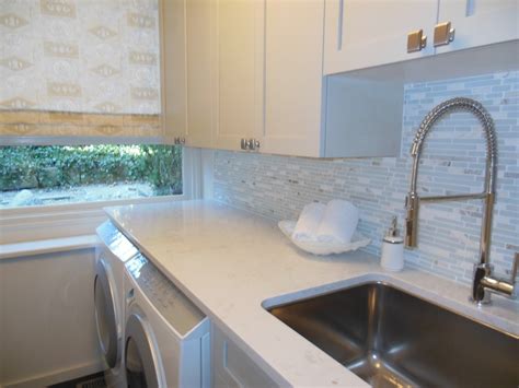 stainless steel utility sink laundry room eclectic