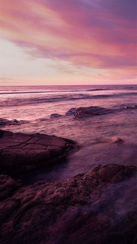 Download Wallpaper 938x1668 Water Sea Stones Landscape Sunset