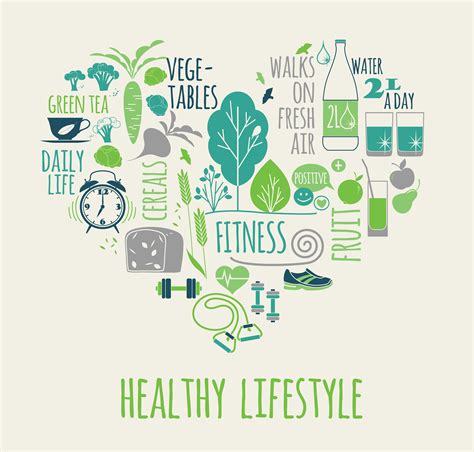 Healthy Lifestyle Vector Illustration In The Shape Of Heart 301336