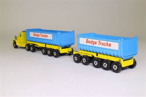 Matchbox Superkings K 161 Dodge Truck With Twin Tippers Yellow Blue