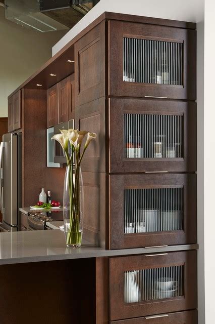 English Reeded Glass Cabinet Ends Contemporary Kitchen Orange County By Mid Continent