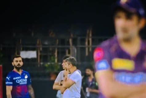 Virat Kohlis Intense Stare At Gautam Gambhir Video Ahead Of Rcb Vs Kkr Ipl 2024 Match Goes Viral