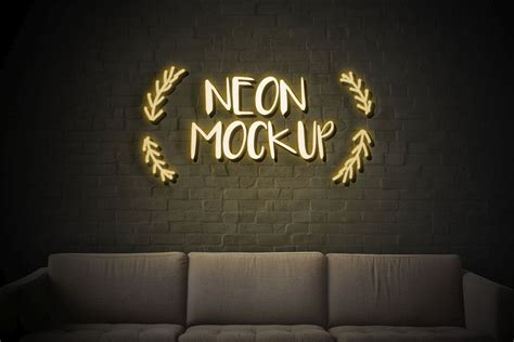 Neon Yellow Mockup Sign On A Wall Premium Psd Rawpixel