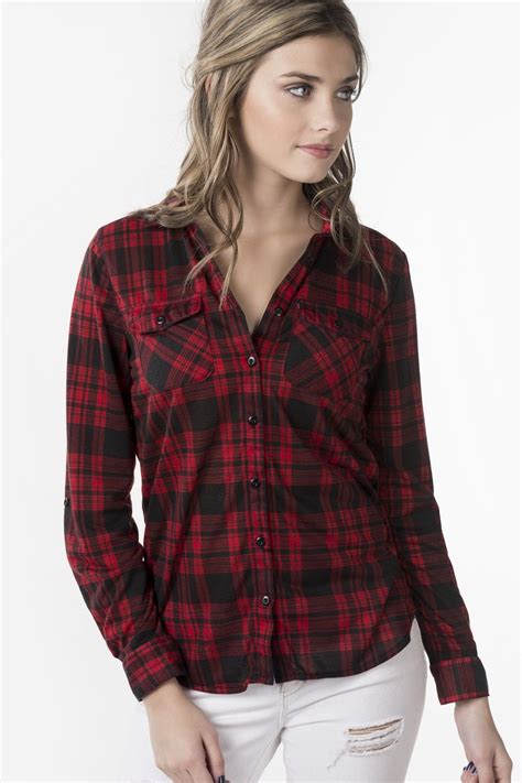red plaid shirt jazz costumes ardene yarn dyeing red plaid shirt blouses button up shirts