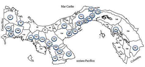 Mapa con las 52 cuencas hidrográficas de Panamá en el que resaltan con