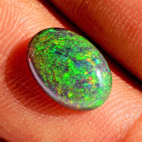 Ethiopian Black Opal Oval Cabochon Green Flashy Opal Welo Etsy