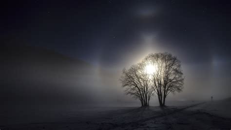 Nature Photography Landscape Moonlight Circle Mist Starry Night