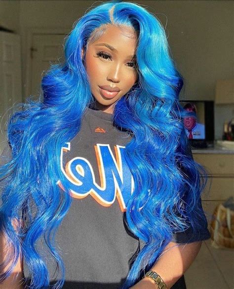 Lm Dark Blue Body Wave Wavy Lace Front 13x6 Full Lace Wig Pre Plucked