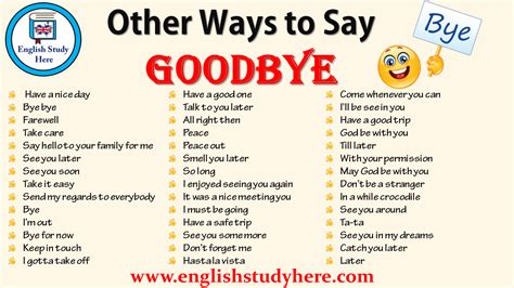 Other Ways To Say Goodbye In English Other Ways To Say English Study