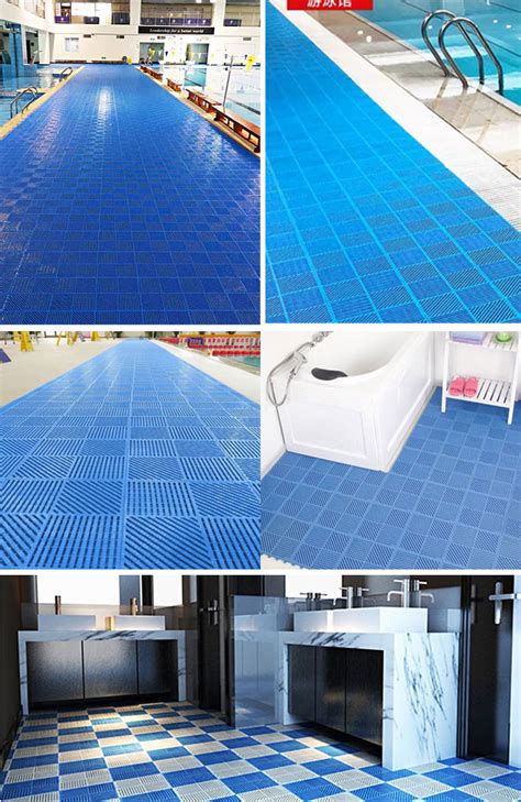 Surface Mounted Non Slip Outdoor Swimming Pool Mats 300mmx300mm 9mm Thick