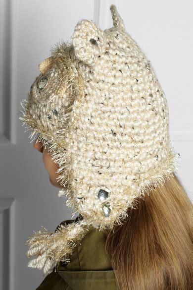 Anna Sui Embellished Crochet Knit Owl Hat Net A Portercom
