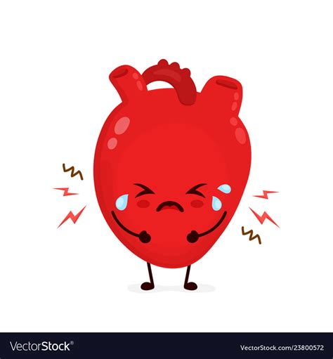 Sad Suffering Sick Crying Cute Heart Royalty Free Vector