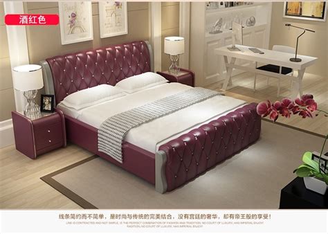 modern bedroom furniture double size queen size bed  leather
