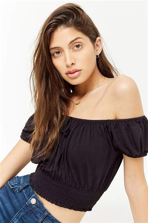 Forever 21 Cropped Off The Shoulder Peasant Top Women Fashion Crop