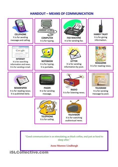 Handout Means Of Communication Means Of Communication Worksheets For